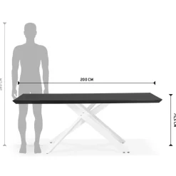 ALTEREGO Table à diner design 'WALABY' en bois noir avec pied central en x blanc Hot