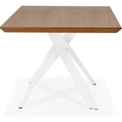 ALTEREGO Table à diner 'WALABY' en bois finition Noyer avec pied central en x blanc Clearance