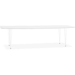 ALTEREGO Table à dîner design extensible 'HUSKI' blanche avec pieds en métal blanc Clearance