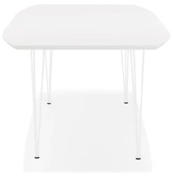 ALTEREGO Table à dîner design extensible 'HUSKI' blanche avec pieds en métal blanc Clearance