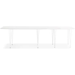 ALTEREGO Table à dîner design extensible 'HUSKI' blanche avec pieds en métal blanc Clearance