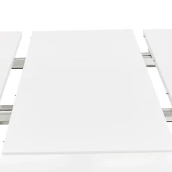 ALTEREGO Table à dîner design extensible 'HUSKI' blanche avec pieds en métal blanc Clearance