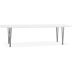 ALTEREGO Table à dîner design extensible 'HUSKI' blanche avec pieds noirs style industriel Discount