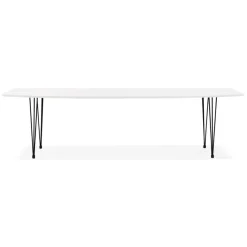 ALTEREGO Table à dîner design extensible 'HUSKI' blanche avec pieds noirs style industriel Discount