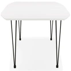 ALTEREGO Table à dîner design extensible 'HUSKI' blanche avec pieds noirs style industriel Discount