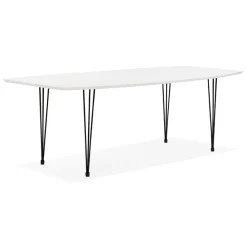 ALTEREGO Table à dîner design extensible 'HUSKI' blanche avec pieds noirs style industriel Discount