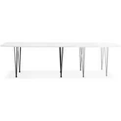 ALTEREGO Table à dîner design extensible 'HUSKI' blanche avec pieds noirs style industriel Discount