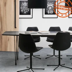 ALTEREGO Table à dîner ou de réunion extensible 'MOTUS' noire