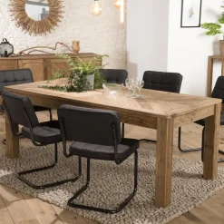 Macabane Table À Manger ANDRIAN Bois Pin Recyclé 200 X 90 Cm Discount