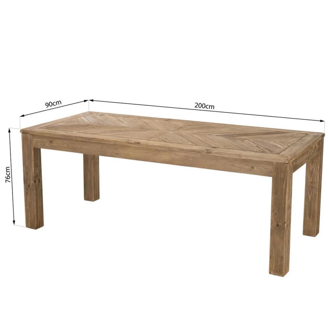 Macabane Table À Manger ANDRIAN Bois Pin Recyclé 200 X 90 Cm Discount