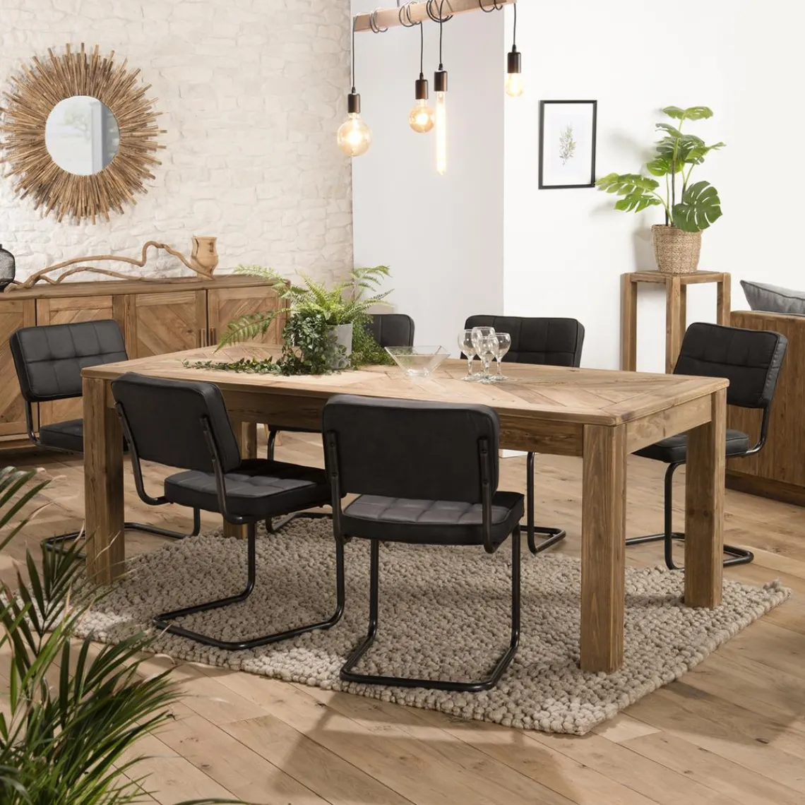 Macabane Table À Manger ANDRIAN Bois Pin Recyclé 200 X 90 Cm Discount