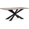 3S. x Home Table à Manger Beige avec Piétement Croisé en Fer Noir LUKE Discount