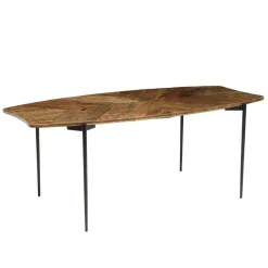 Macabane Table à manger bords concaves en bois et pieds métal KIARA