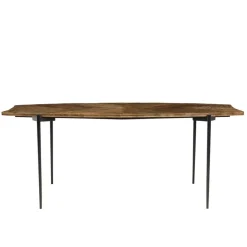 Macabane Table à manger bords concaves en bois et pieds métal KIARA
