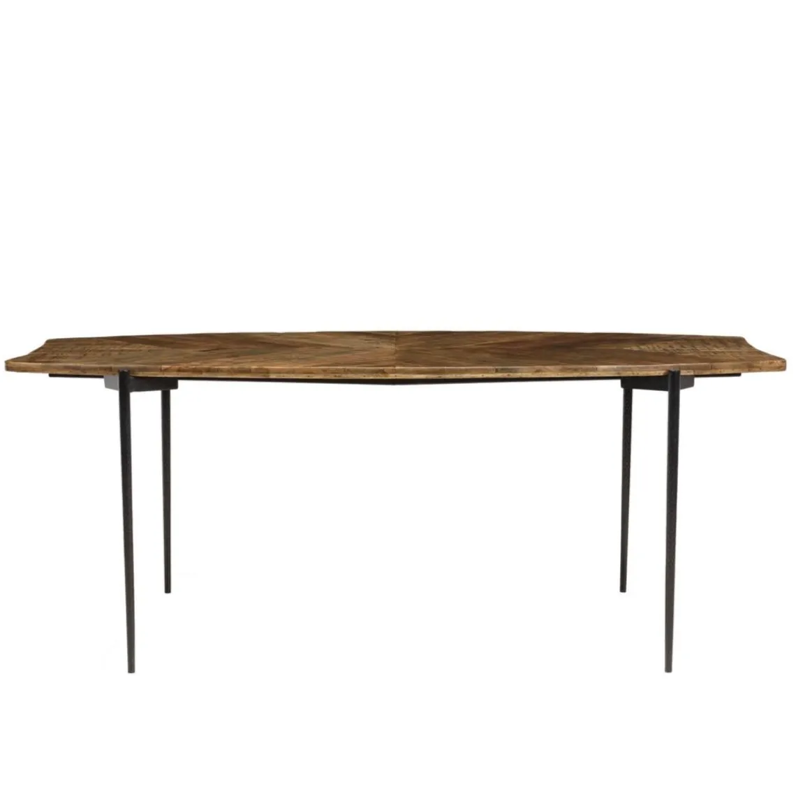 Macabane Table à manger bords concaves en bois et pieds métal KIARA