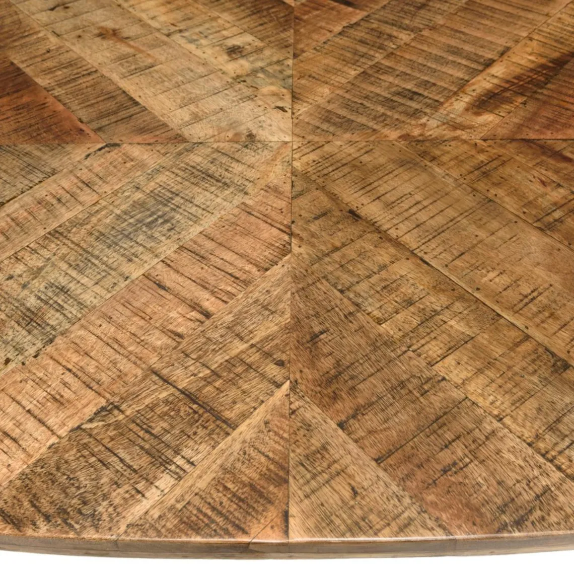 Macabane Table à manger bords concaves en bois et pieds métal KIARA