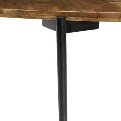 Macabane Table à manger bords concaves en bois et pieds métal KIARA