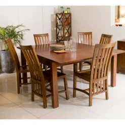 Macabane Table à manger Carrée Rallonge 140/50 x 140 cm - MELINDA Discount