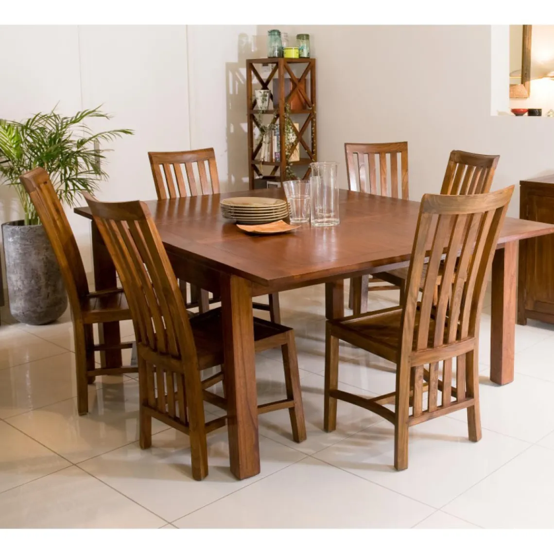 Macabane Table à manger Carrée Rallonge 140/50 x 140 cm - MELINDA Discount