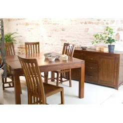 Macabane Table à manger Carrée Rallonge 140/50 x 140 cm - MELINDA Discount