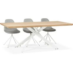 3S. x Home Table à Manger Couleur Naturel Métal Blanc ROYALTY Beige Outlet