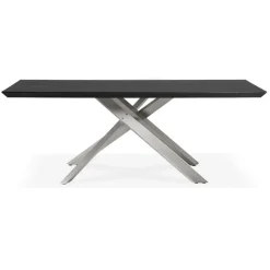 ALTEREGO Table à manger design 'WALABY' en bois noir avec pied central en métal Sale