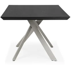 ALTEREGO Table à manger design 'WALABY' en bois noir avec pied central en métal Sale