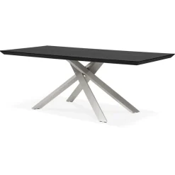 ALTEREGO Table à manger design 'WALABY' en bois noir avec pied central en métal Sale