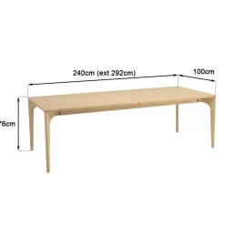 Macabane Table à manger extensible naturelle pieds en chêne massif MAXENCE Sale