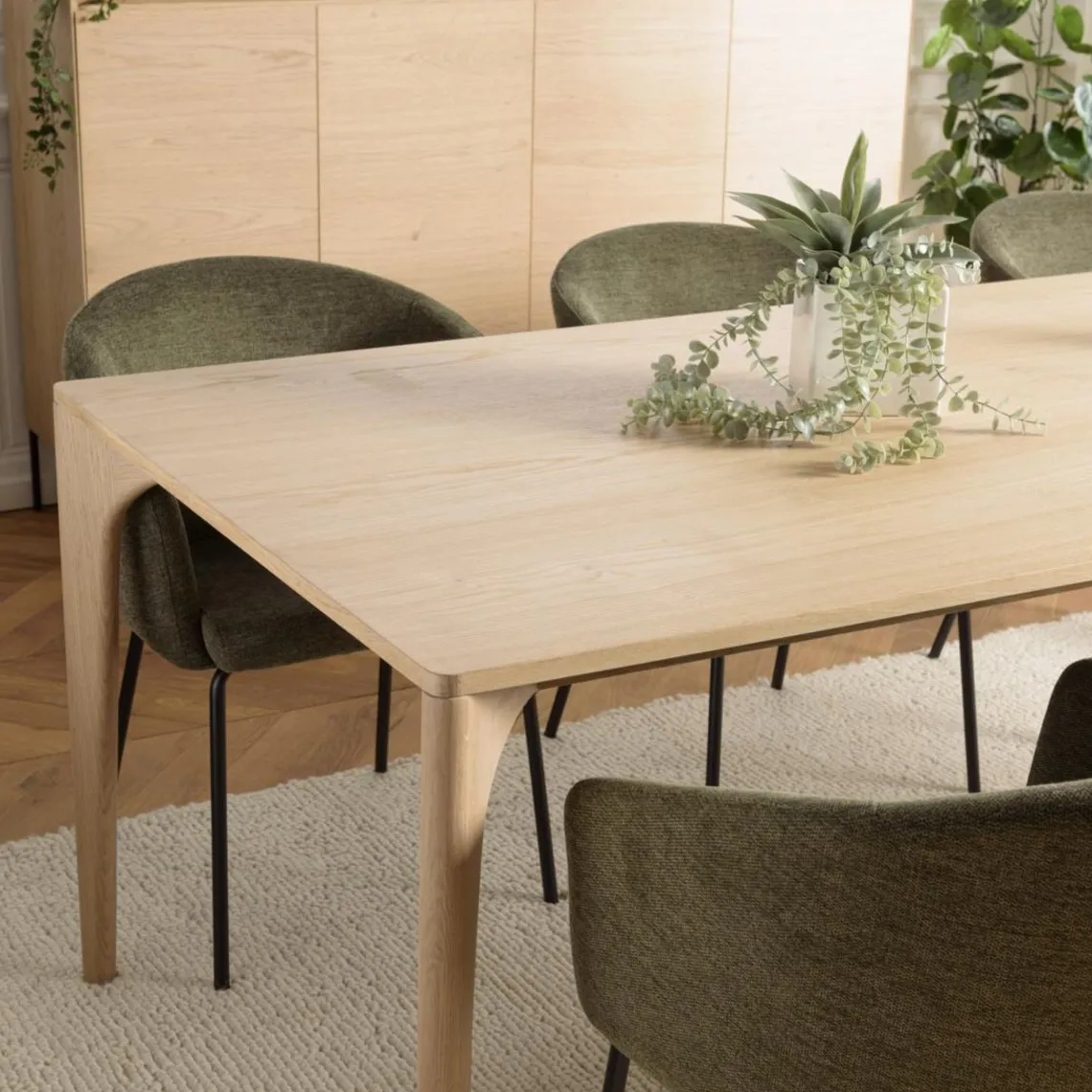 Macabane Table à manger extensible naturelle pieds en chêne massif MAXENCE Sale