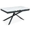 3S. x Home Table à manger extensible Ismael en Verre effet marbre blanc et pieds Métal Noir Hot