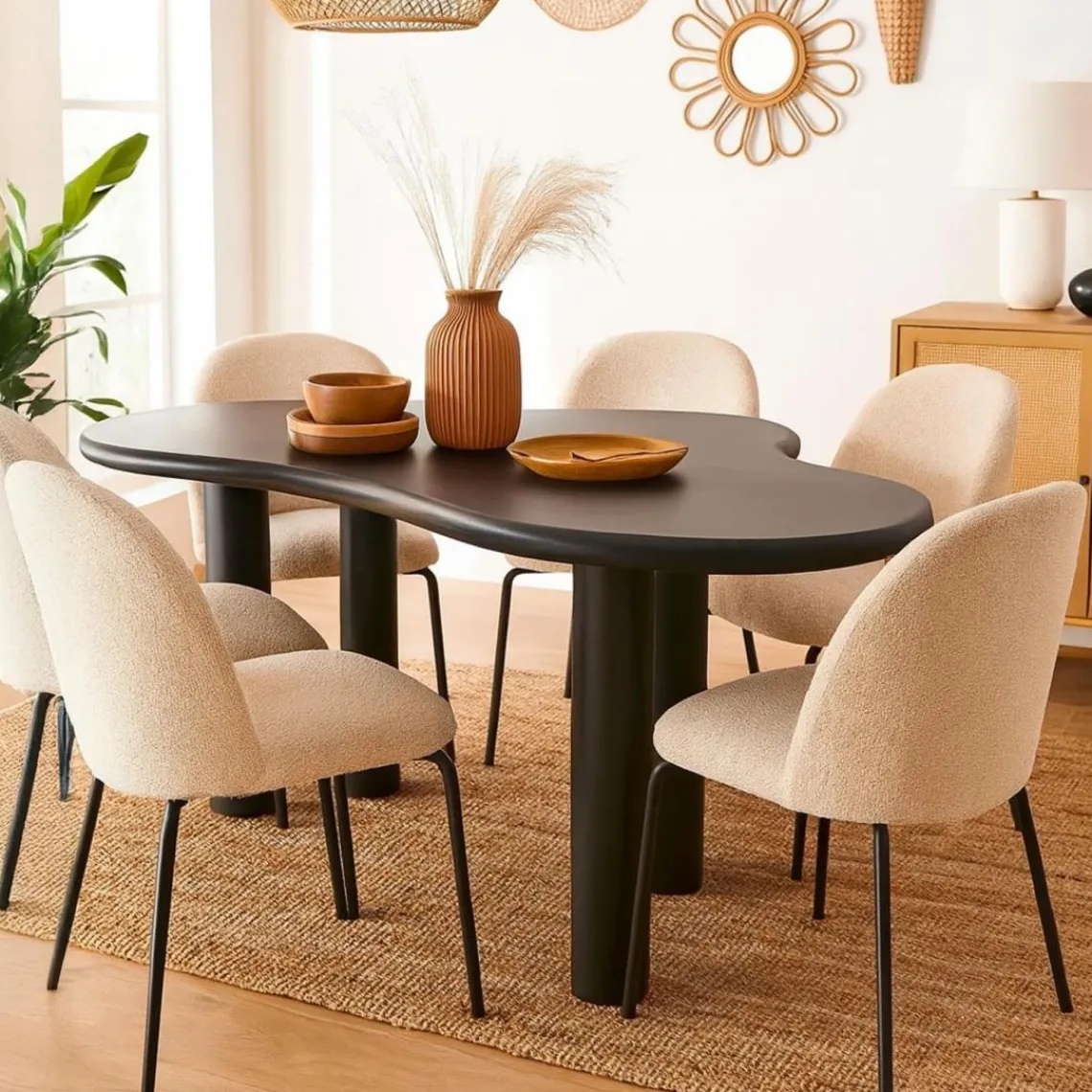 3S. x Home Table à manger forme nuage asymétrique VALDO Noir Online