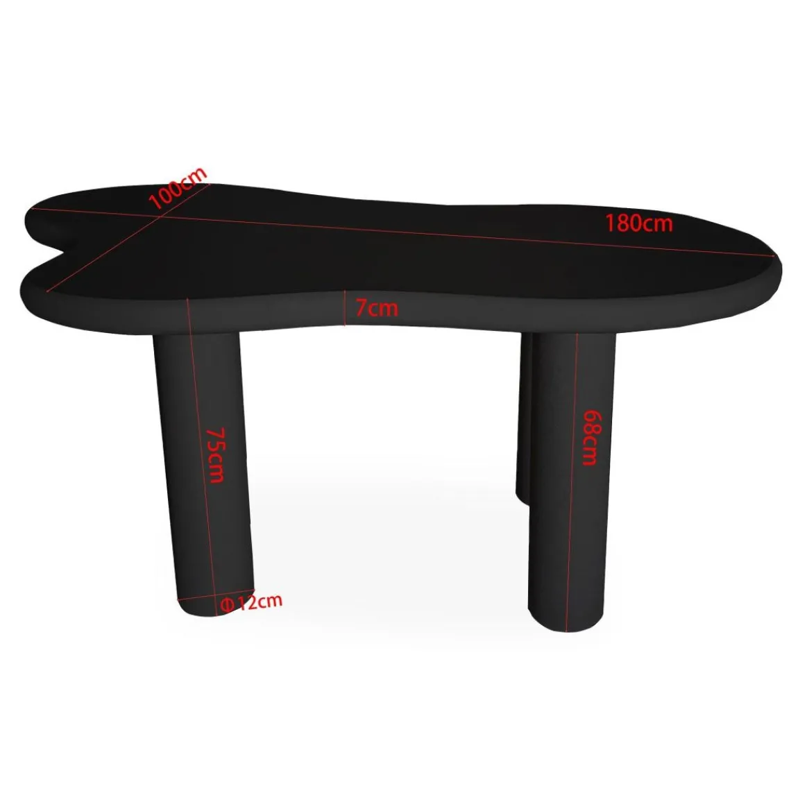 3S. x Home Table à manger forme nuage asymétrique VALDO Noir Online