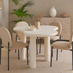 3S. x Home Table à manger forme nuage asymétrique VALDO Blanc minéral texturé Outlet