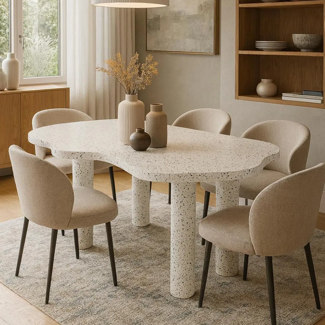 3S. x Home Table à manger forme nuage Lagoon Effet Terrazzo Clearance