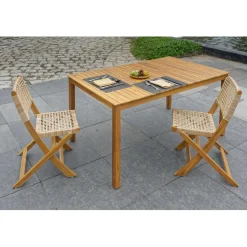 Nordlys Table à manger intérieur extérieur 6 personnes en acacia Marron Outlet