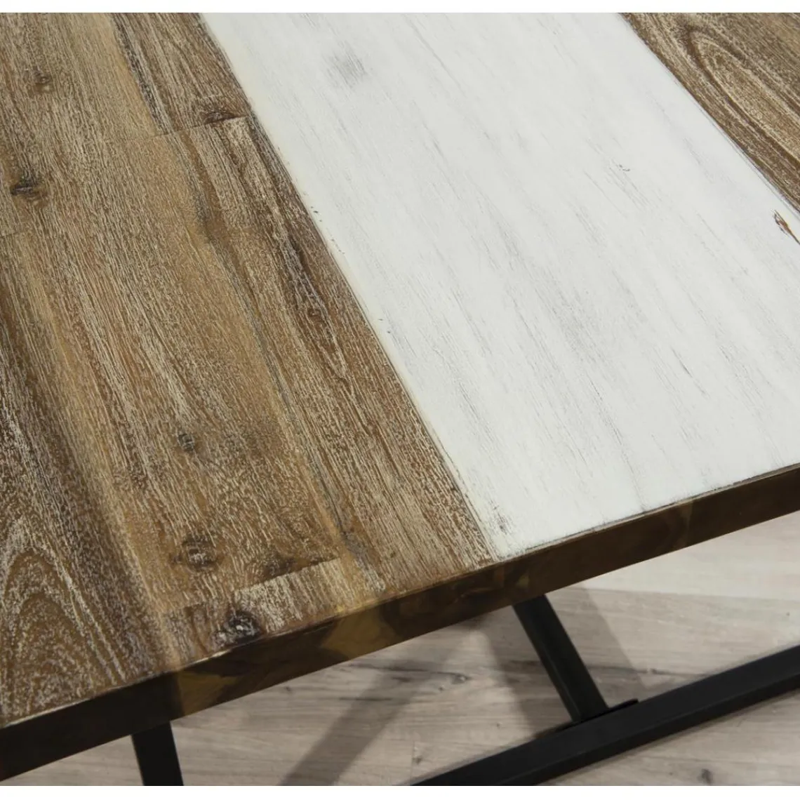 Macabane Table À Manger LEANDRE Bois Et Pieds En Métal 200 X 100 Cm Best