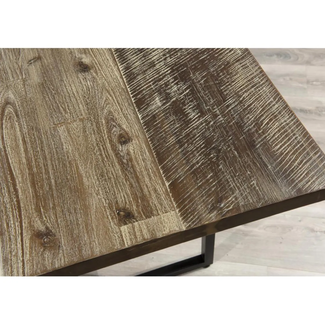 Macabane Table À Manger LEANDRE Bois Et Pieds En Métal 200 X 100 Cm Best