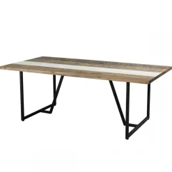 Macabane Table À Manger LEANDRE Bois Et Pieds En Métal 200 X 100 Cm Best