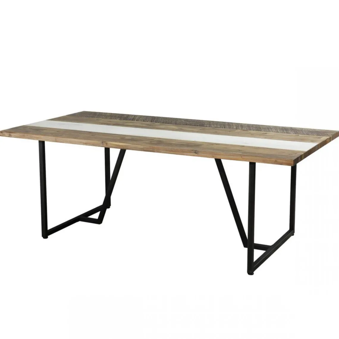 Macabane Table À Manger LEANDRE Bois Et Pieds En Métal 200 X 100 Cm Best