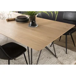 Macabane Table À Manger MAXENCE 220X100 Bois Chêne Pieds Croisés Métal Best
