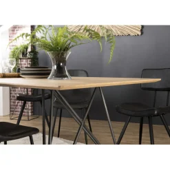 Macabane Table À Manger MAXENCE 220X100 Bois Chêne Pieds Croisés Métal Best
