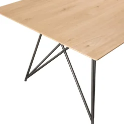 Macabane Table À Manger MAXENCE 220X100 Bois Chêne Pieds Croisés Métal Best