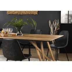 Macabane Table À Manger MAXENCE 220X100Cm Bois Teck Recyclé Pieds Croisés Teck Discount