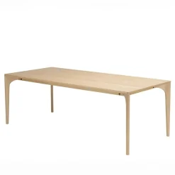 Macabane Table à manger naturelle pieds chêne massif MAXENCE Beige Outlet