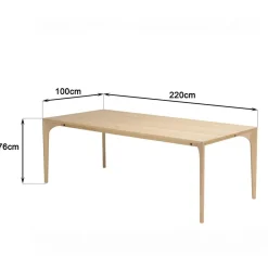 Macabane Table à manger naturelle pieds chêne massif MAXENCE Beige Outlet