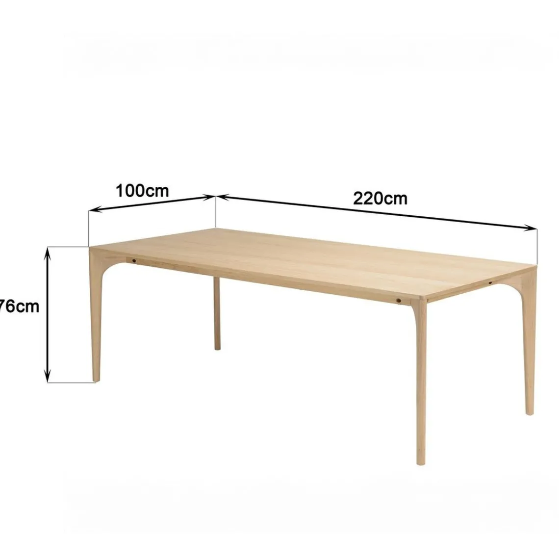 Macabane Table à manger naturelle pieds chêne massif MAXENCE Beige Outlet
