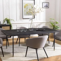 Macabane Table à Manger Noire 200 x 100 cm Pin Vieilli YANIS Online