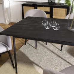 Macabane Table à Manger Noire 200 x 100 cm Pin Vieilli YANIS Online