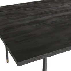 Macabane Table à Manger Noire 200 x 100 cm Pin Vieilli YANIS Online